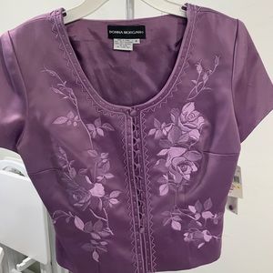 NWT Lavender embroidered floral mother-of-bride Size 4 full length Dress.